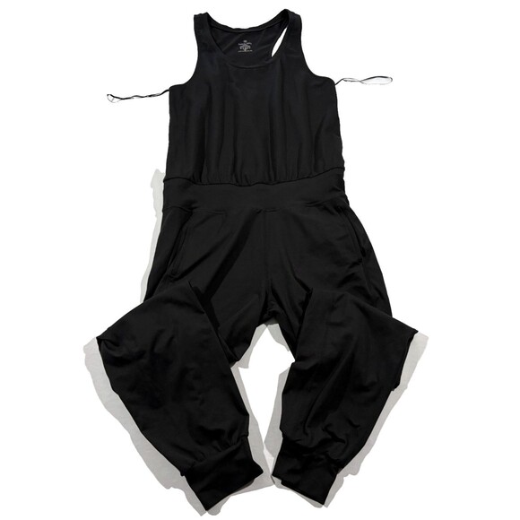 Sweaty Betty Gary Supersoft Relaxed Fit Racerback Jumpsuit Athleisure Black Sz M - Picture 1 of 11